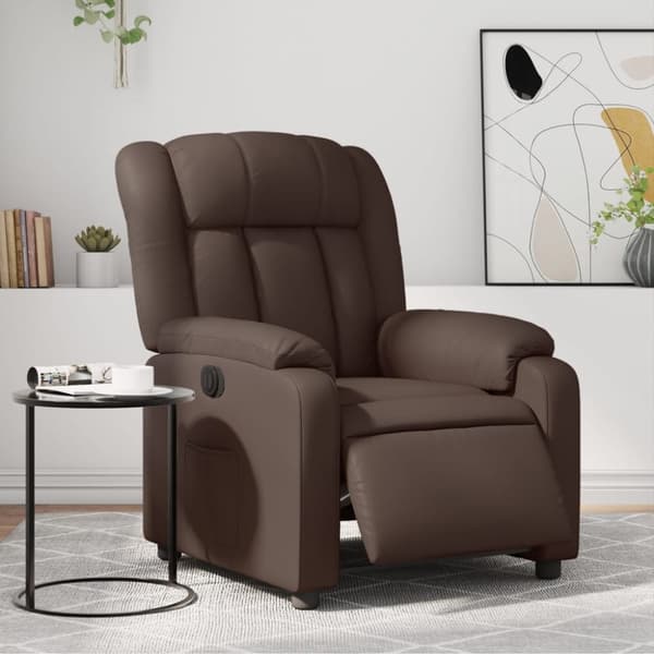 vidaXL Elektronisk reclinerfåtölj brun konstläder