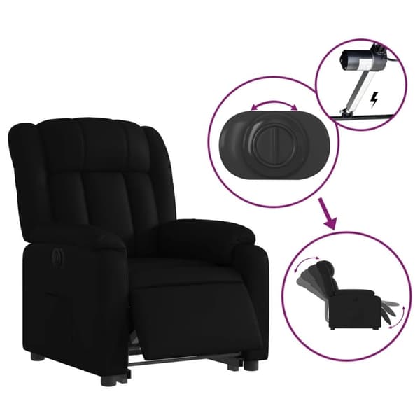 vidaXL Reclinerfåtölj med uppresningshjälp svart konstläder