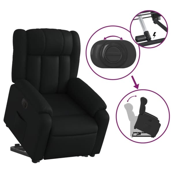 vidaXL Reclinerfåtölj med uppresningshjälp svart konstläder