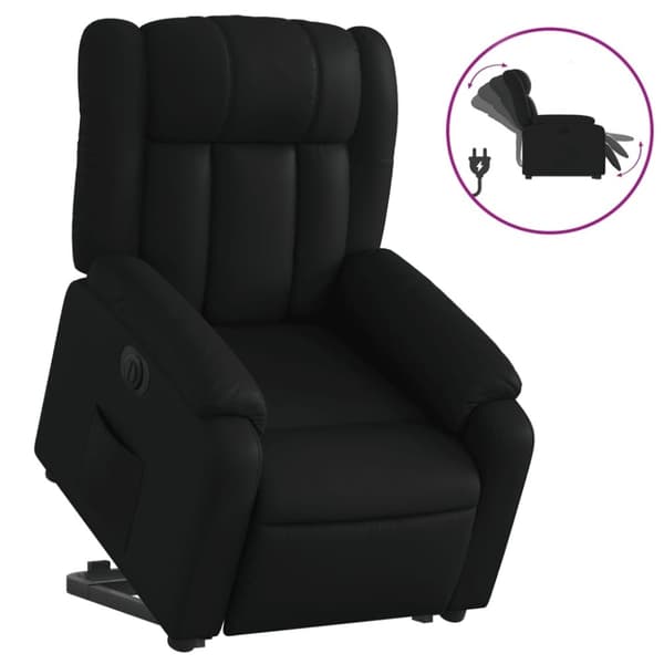 vidaXL Reclinerfåtölj med uppresningshjälp svart konstläder