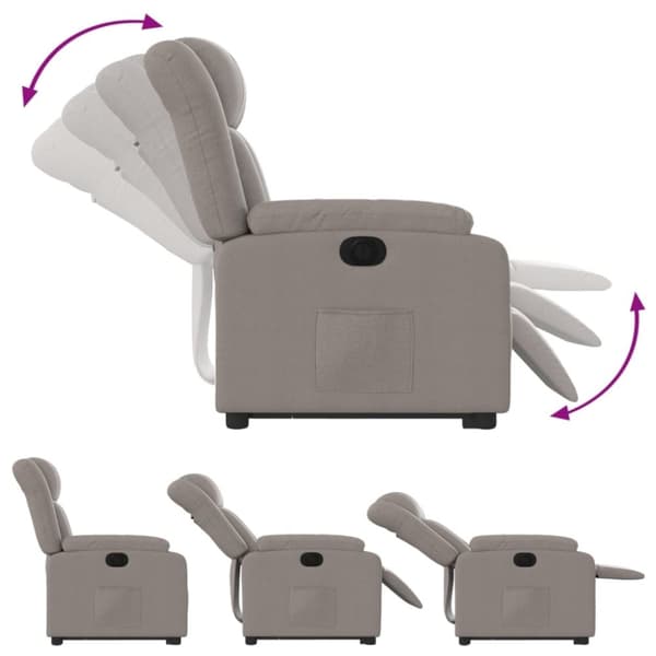 vidaXL Elektrisk reclinerfåtölj med uppresningshjälp taupe tyg