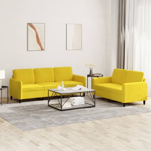 vidaXL sofasæt 2 dele velour gul