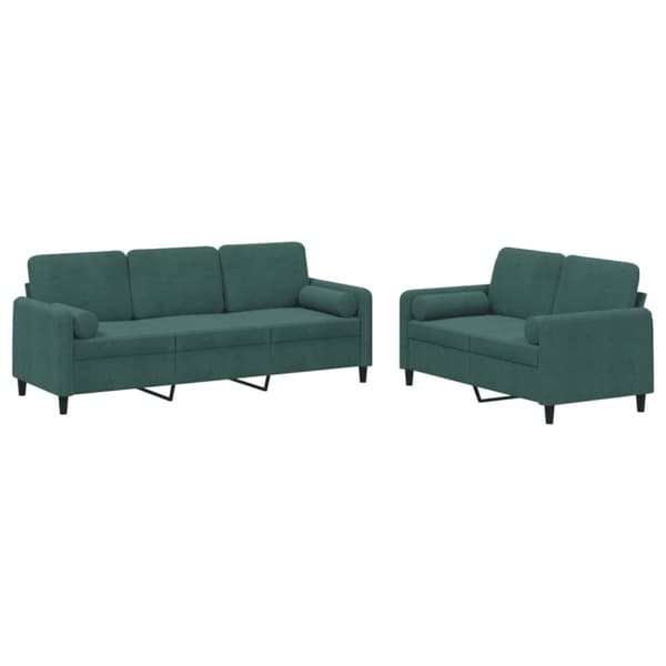 vidaXL sofasæt 2 dele med puder velour mørkegrøn