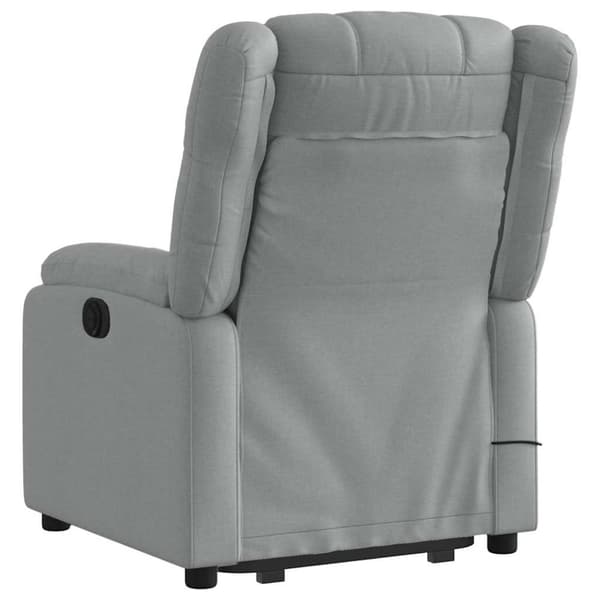 vidaXL Elektrisk massagefåtölj med uppresningshjälp ljusgrå tyg