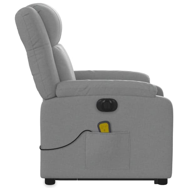 vidaXL Elektrisk massagefåtölj med uppresningshjälp ljusgrå tyg