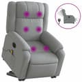 Miniatyrbild 2 av 9: vidaXL Elektrisk massagefåtölj med uppresningshjälp ljusgrå tyg