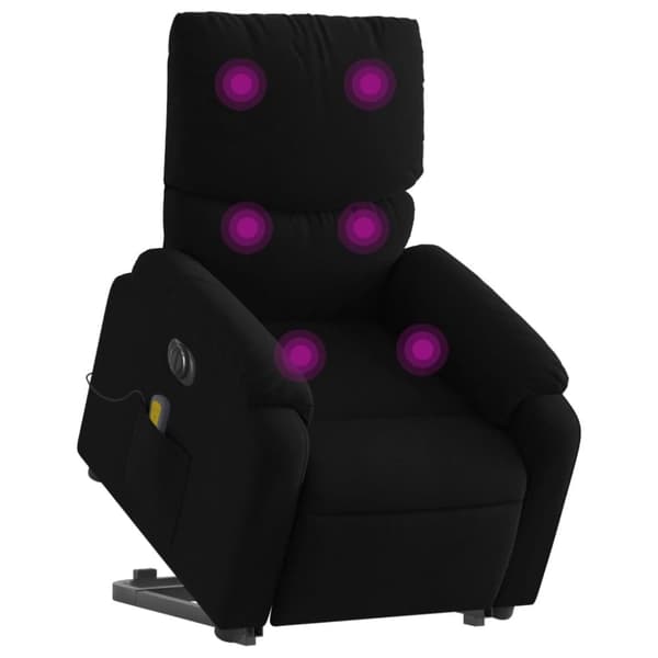 vidaXL Elektrisk massagefåtölj med uppresningshjälp svart tyg