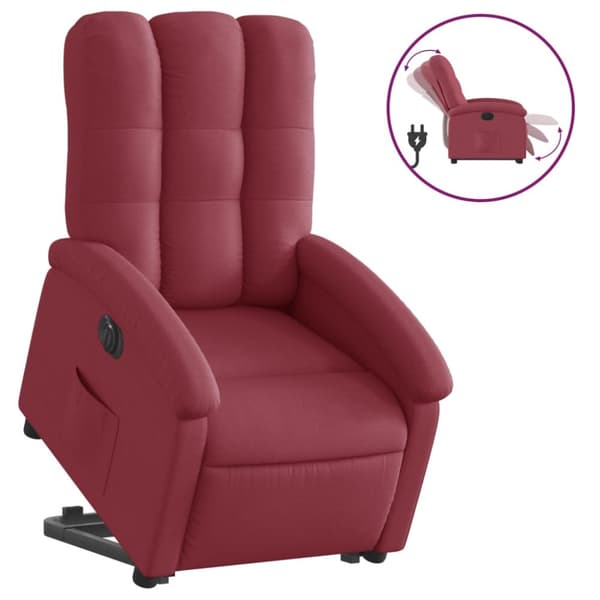 vidaXL Elektrisk reclinerfåtölj med uppresningshjälp vinröd tyg