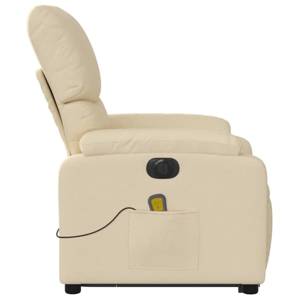vidaXL Elektrisk massagefåtölj med uppresningshjälp gräddvit tyg