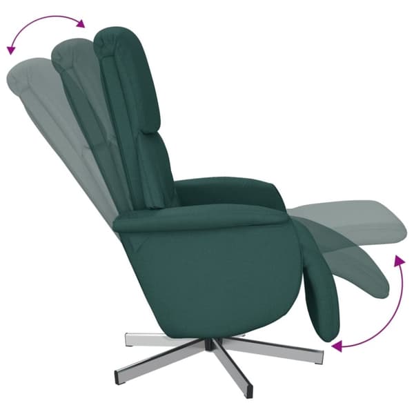 vidaXL Reclinerfåtölj med fotstöd mörkgrön tyg