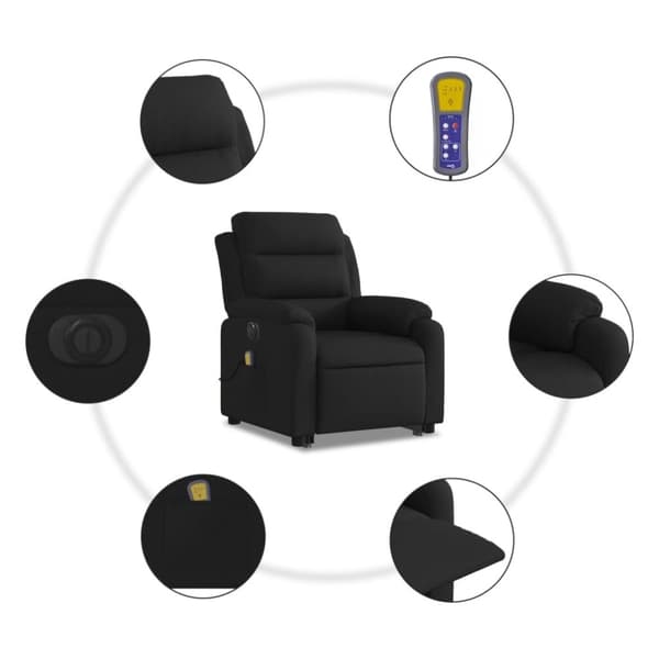 vidaXL elektrisk massagestol med løftefunktion stof sort