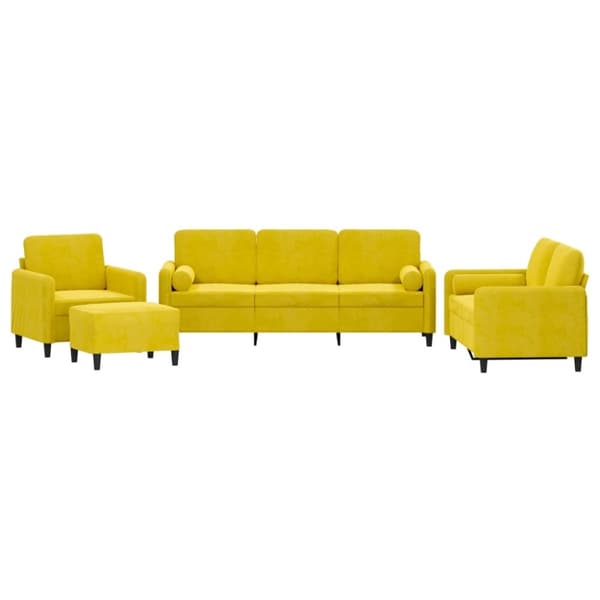 vidaXL sofasæt 4 dele med puder velour gul