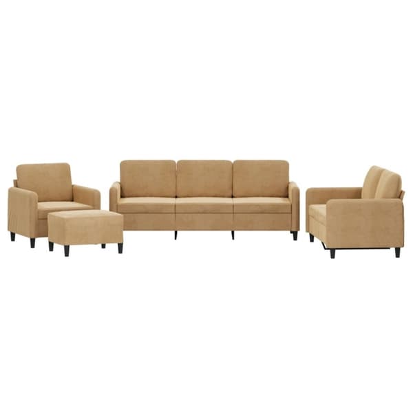 vidaXL sofasæt 4 dele velour brun