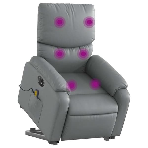 vidaXL Massagefåtölj med uppresningshjälp grå konstläder