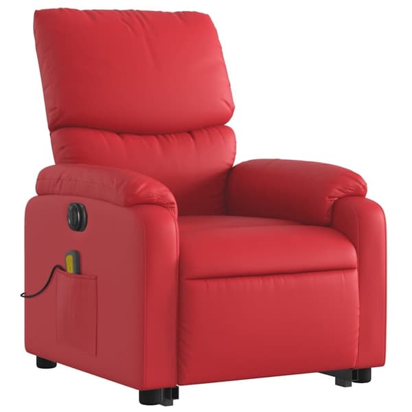 vidaXL Massagefåtölj med uppresningshjälp röd konstläder