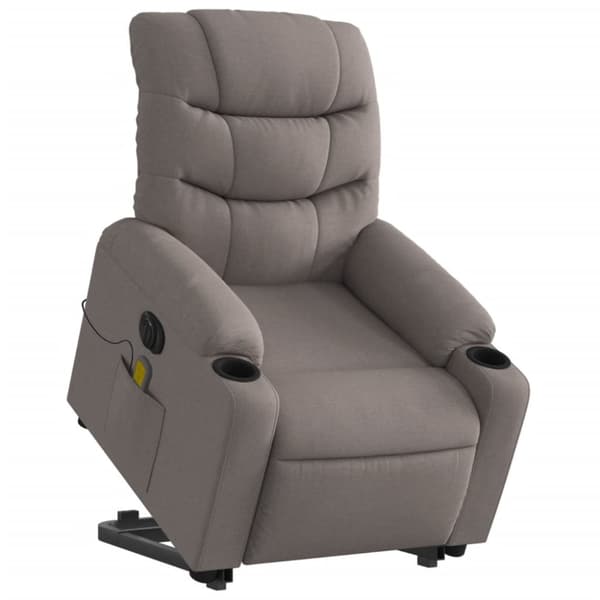 vidaXL Elektrisk massagefåtölj med uppresningshjälp taupe tyg