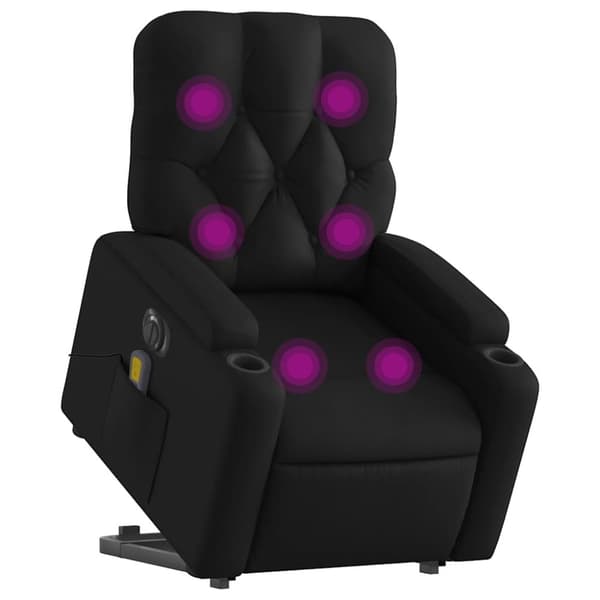 vidaXL Massagefåtölj med uppresningshjälp svart konstläder