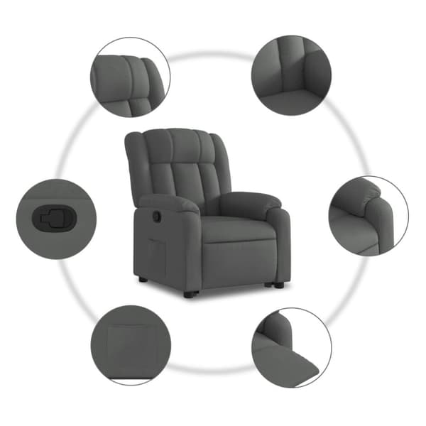 vidaXL Reclinerfåtölj med uppresningshjälp mörkgrå tyg