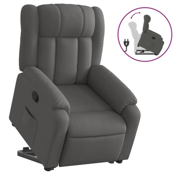 vidaXL Reclinerfåtölj med uppresningshjälp mörkgrå tyg