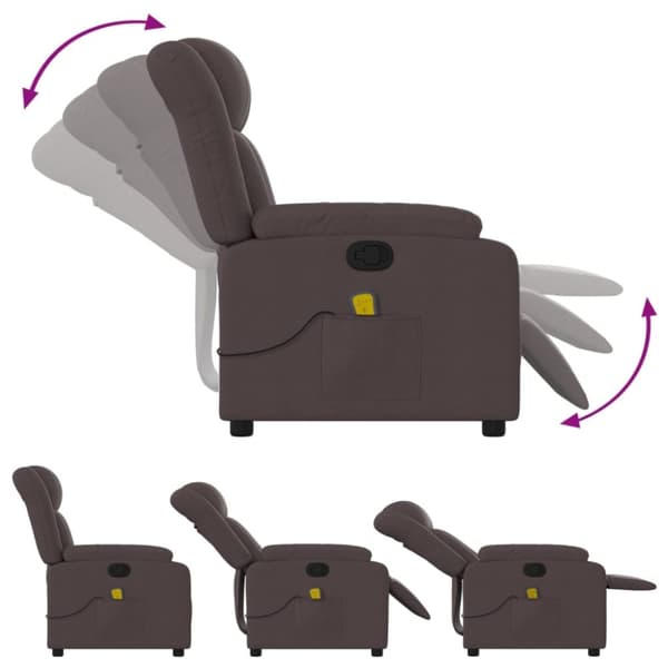 vidaXL Massagefåtölj mörkbrun tyg