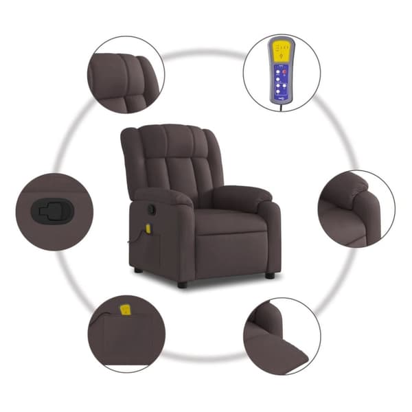 vidaXL Massagefåtölj mörkbrun tyg