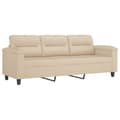 Miniatyrbillede 4 af 8: vidaXL 3-personers sofa med puder 180 cm mikrofiberstof cremefarvet