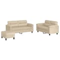 Miniatyrbillede 2 af 9: vidaXL sofasæt 3 dele med hynder mikrofiberstof cremefarvet