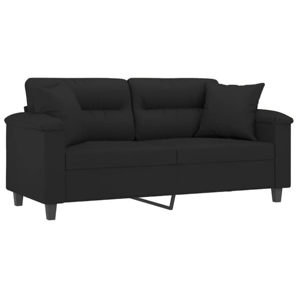 vidaXL 2-personers sofa med puder 140 cm mikrofiberstof sort
