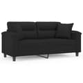 Miniatyrbillede 1 af 8: vidaXL 2-personers sofa med puder 140 cm mikrofiberstof sort