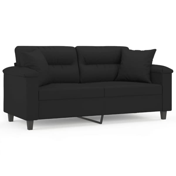 vidaXL 2-personers sofa med puder 140 cm mikrofiberstof sort