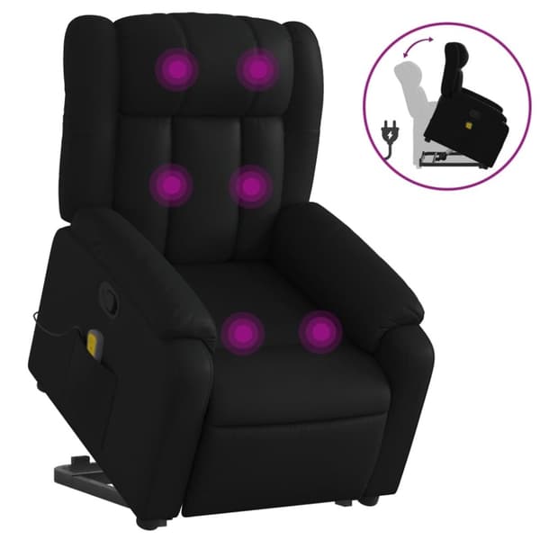 vidaXL Massagefåtölj med uppresningshjälp svart konstläder
