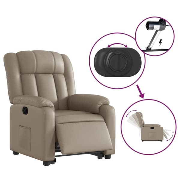 vidaXL Reclinerfåtölj med uppresningshjälp cappuccino konstläder