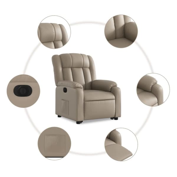 vidaXL Reclinerfåtölj med uppresningshjälp cappuccino konstläder