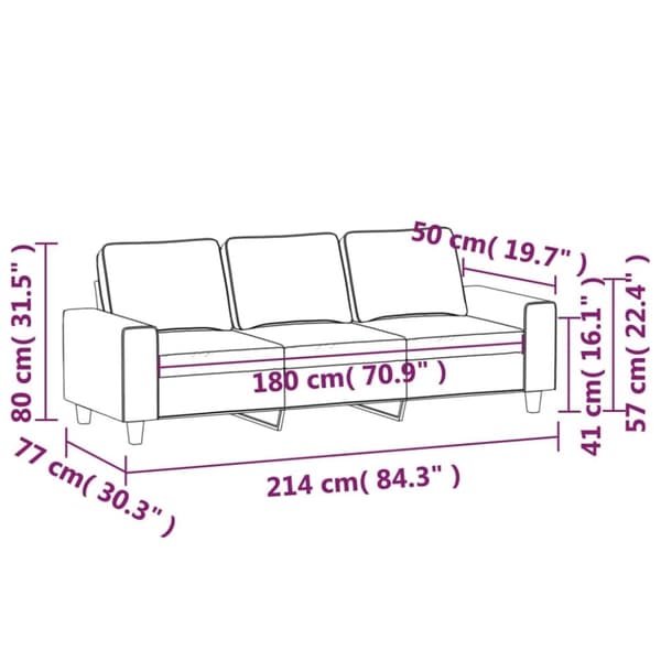 vidaXL 3-sitssoffa mörkgrå 180 cm tyg