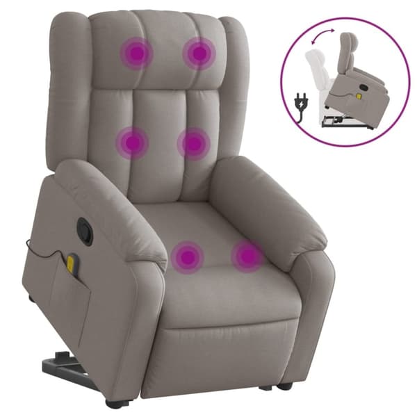 vidaXL Massagefåtölj med uppresningshjälp taupe tyg