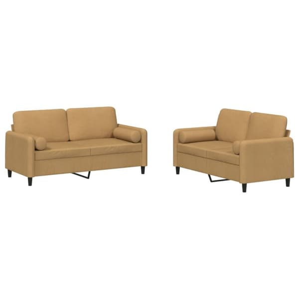 vidaXL sofasæt 2 dele med puder velour brun