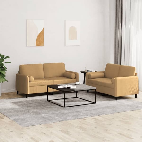 vidaXL sofasæt 2 dele med puder velour brun