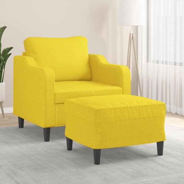 vidaXL sofastol med fodskammel 60 cm stof Lysegul