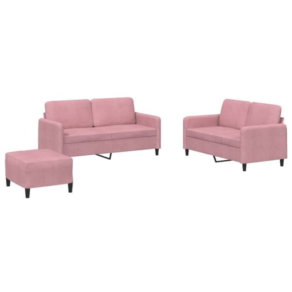 vidaXL sofasæt 3 dele velour lyserød
