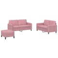 Miniatyrbillede 1 af 9: vidaXL sofasæt 3 dele velour lyserød