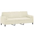Miniatyrbillede 2 af 8: vidaXL 3-personers sofa med pyntepuder 180 cm velour cremefarvet
