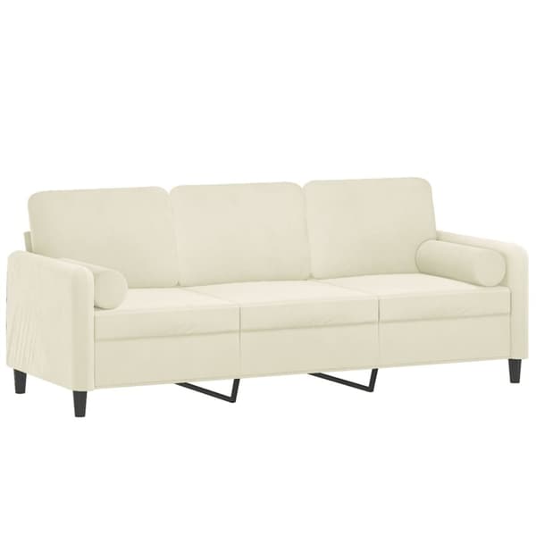 vidaXL 3-personers sofa med pyntepuder 180 cm velour cremefarvet