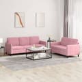 Miniatyrbillede 7 af 7: vidaXL sofasæt 2 dele velour lyserød