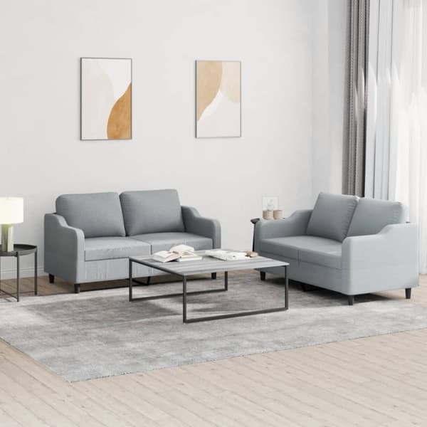 vidaXL sofasæt 2 dele med hynder stof lysegrå
