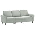 Miniatyrbillede 4 af 8: vidaXL 3-personers sofa med pyntepuder 180 cm velour lysegrå