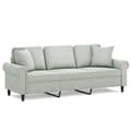 Miniatyrbillede 2 af 8: vidaXL 3-personers sofa med pyntepuder 180 cm velour lysegrå