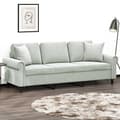 Miniatyrbillede 1 af 8: vidaXL 3-personers sofa med pyntepuder 180 cm velour lysegrå