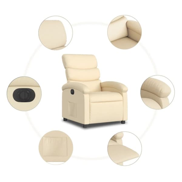 vidaXL Elektrisk reclinerfåtölj gräddvit tyg