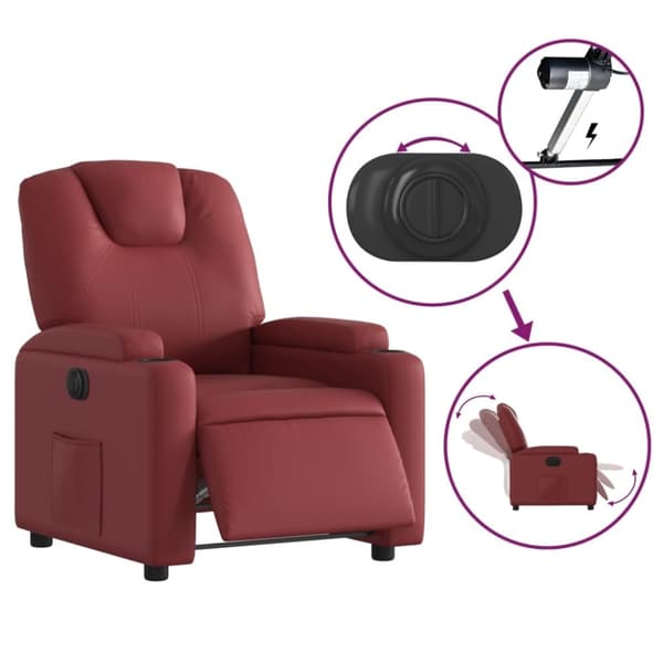 vidaXL Elektrisk reclinerfåtölj vinröd konstläder