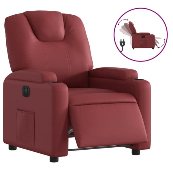 vidaXL Elektrisk reclinerfåtölj vinröd konstläder